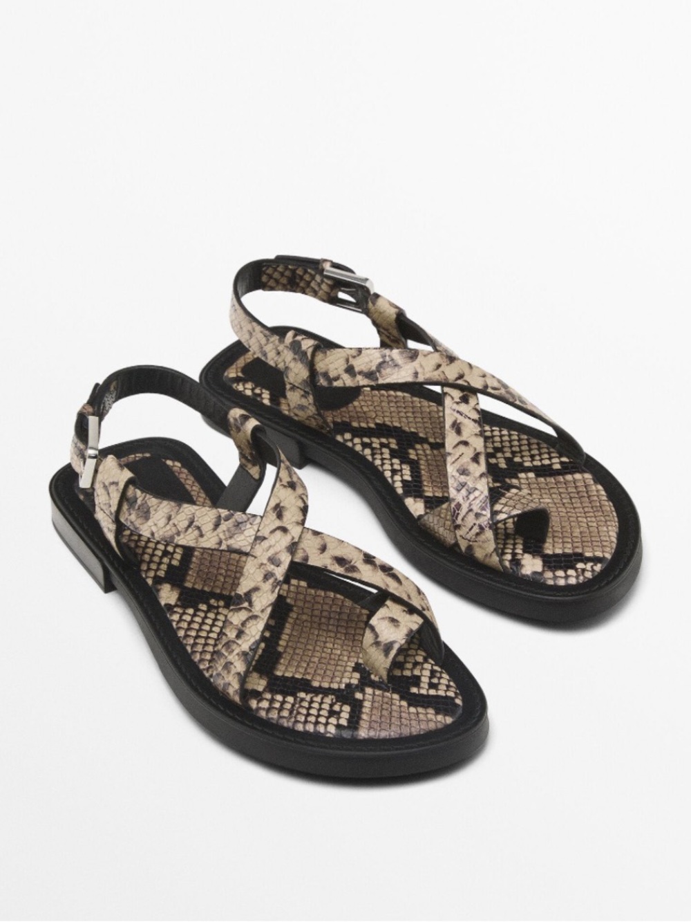 Massimo Dutti NWT animal print flat sandals 1710/550